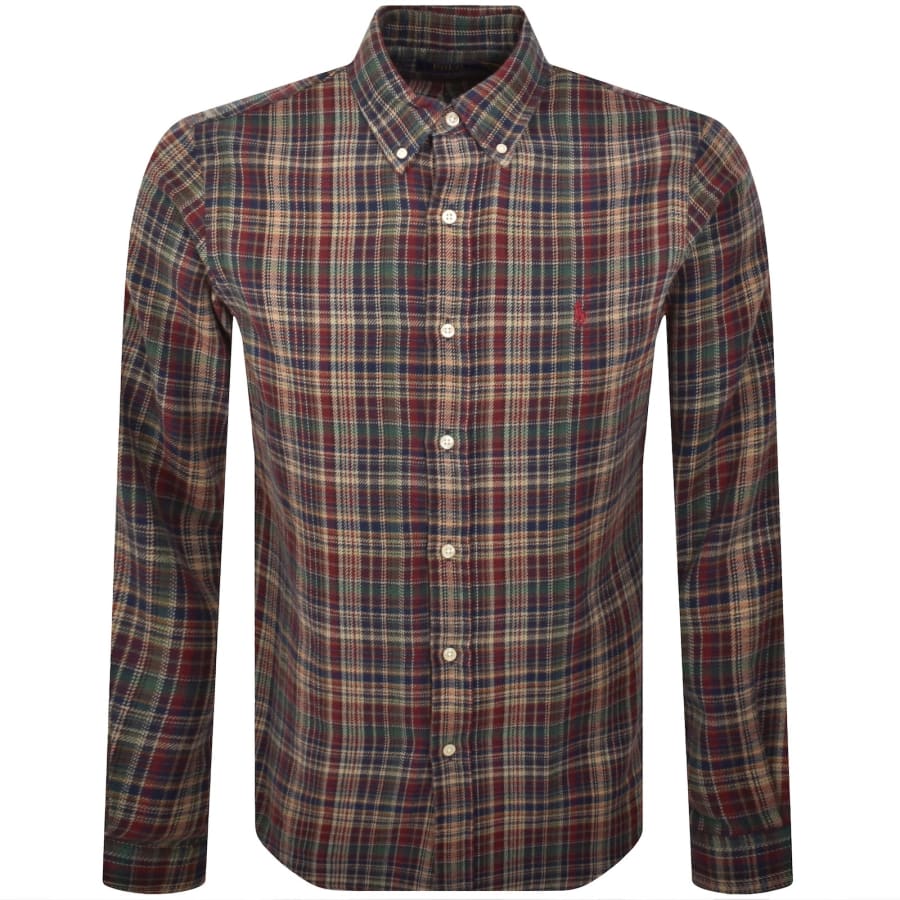 Ralph Lauren Check Long Sleeve Shirt Khaki | Mainline Menswear x